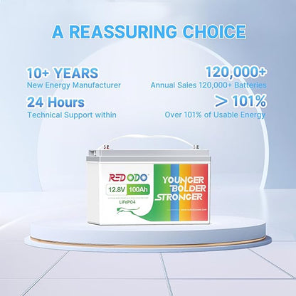 Redodo 12V 100Ah LiFePO4 Battery, 12 Volt lithium batteries with 100A BMS, Group 31 Deep Cycle Battery Replacement of Agms, 4000+ Cycles, Great for RV, Trolling Motor, Marine, Solar Systems