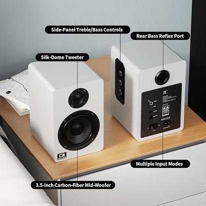 Harmony H2 60W Desktop Speakers with DSP, Bluetooth 5.3, 24-Bit Optical, USB-C, AUX, Silk-Dome Tweeter, Carbon-Fiber Woofer, for Computer, PC Monitor, Gaming (White)