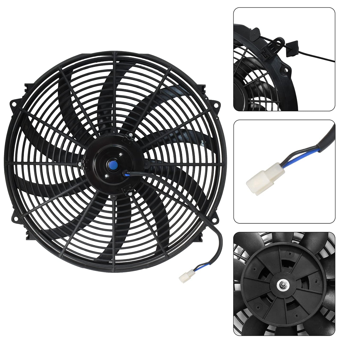 MuHize 16 Inch Radiator Cooling Fan 12V 120W Push/Pull Electric Fan Kit