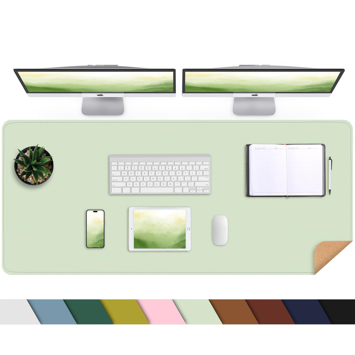 AFIING Leahter Desk Pad 47" x 17", Red,Desk Cover mat