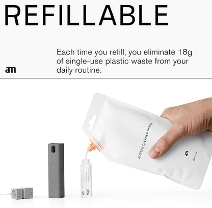 am Screen Cleaner Mist Spray with Microfiber Cloth Around – Alcohol-Free, Streak-Free Screen Cleaning Kit for Smartphones, Tablets, Laptops, Smart TVs & Car Screens, 1 Pack, Green