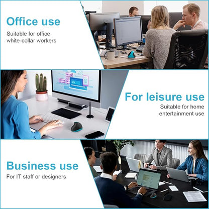 Vassink Ergonomic Mouse, Rechargeable Wireless Mouse Right Handed Small Mouse with 6 Buttons for Laptop,Desktop,PC, MacBook（Blue）