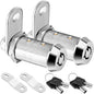 PTEROMY 2 Pack Cabinet Locks with Keys, Heavy Duty Tubular Cam Lock for RV Compartment Storage, Full Set (Chrome, 1-1/2'', 2 Pack)