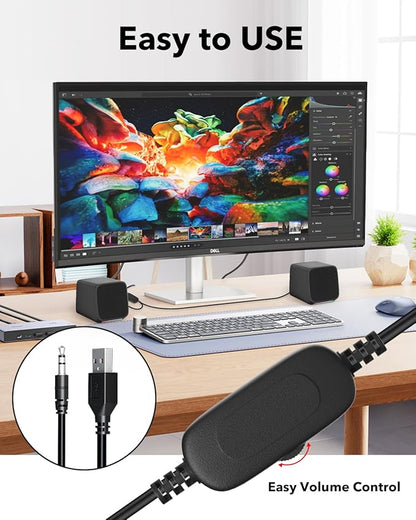 Computer Speakers,Computer Speakers for Desktop PC,Desktop Speakers,Small Computer Speakers USB Powered 3.5mm Aux Speaker for PC,Laptop,Tablet,Phone