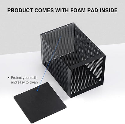 Comix Mesh Pen Holder Desk, Wire Pencil Holder with Foam Pad and Non-Slip Bottom Office Supplies Desk Organizer for Home Office School, 2 Packs