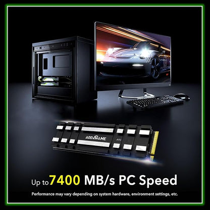 Addlink A93 4TB Storage Expansion for PS5 Console with Heatsink, Up to 7400mb/s, Gen 4 PCIe NVMe m.2 2280, SLC Cache Internal Solid State Drive(‎ad4TBA93M2P)