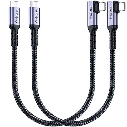 1FT USB 4 Cable Right Angle [2 Packs], 240W USB C Cable, 40Gbps High Speed Data Transfer with Single 8K or Dual 4K Display Video Dispaly Compatible with iPhone 16/16 Pro Max/16 Plus