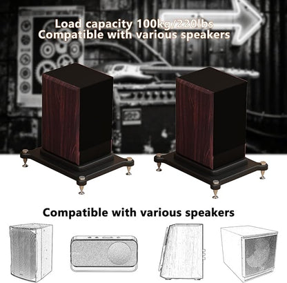 2pcs Subwoofer Isolation Stand, Double-Layered Speaker Isolation Stands with Stainless Steel Metal Feet, Acoustic Speakers Isolation Pad for Floor, Desktop (9.8×11.8in)
