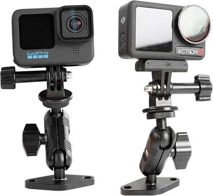 xik Metal 1/4"-20 Mount with Drill Plate Base for Monitors, Action Camera，CCTV Cameras, Camcorders, 360° Rotation Adjustable Camera Mount for Installation on Car Dashboard, Ceiling, and Walls