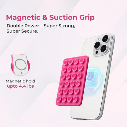 Sucky Upgraded Magnetic Suction Cell Phone Grip for MagSafe Case, Silicone Octo Cup Buddy Holder, Durable Magnet Phone Accessory for iPhone and Android (Mocha Brown)