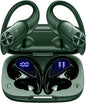PocBuds Bluetooth Headphones Wireless Earbuds 80hrs Playtime Wireless Charging Case Digital Display Sports Ear Buds with Earhook Deep Bass IPX7 Waterproof Over-Ear Earphones for TV Phone Laptop Olive