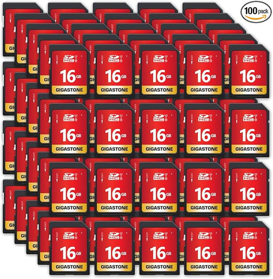 GIGASTONE 16GB SD Card 100-Pack UHS-I U1 Class 10 SDHC Memory Card High Speed up to 80MB/s Full HD Video Compatible with Digital Camera, SPYPOINT TACTACAM Trail