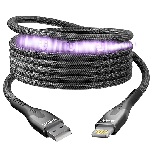 Statik MagStack USB A to Lightning Cable MFi Certified, Clutter-Free Magnetic Charging Cable, Anti-Tangle Phone Charger Cord, 12W, Compatible with iPhone & iPad, 6FT