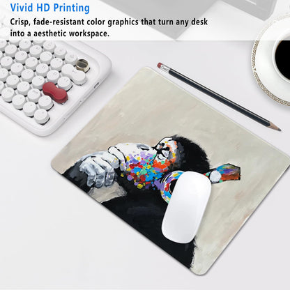 SHALYSONG Gorilla Oil Painting Mouse Pad, Non-Slip Small Computer Mousepad