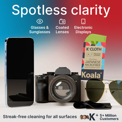 Koala Lens Cleaning Cloth | Japanese Microfiber | Black & Green (Pack of 6)
