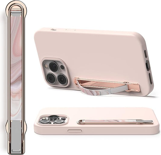 SleekStrip SleekGrip-Premium Ultra Thin Phone Grip Stand,Slim Metal Finger Loop Ring Hand Holder Strap Cell Phone Grips for iPhone 16 Pro Max,17,Android,Case Back - Rose Gold x Pastel Marble