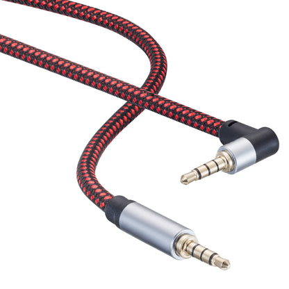 TaQaYa Male to Male Audio Cable 15Ft, 90 Degree TRRS 3.5mm 4 Pole Nylon Braided Stereo Aux Cable for Headphones, PS4, Phone, Tablet, Headset, PC, Laptop and More (15Ft)