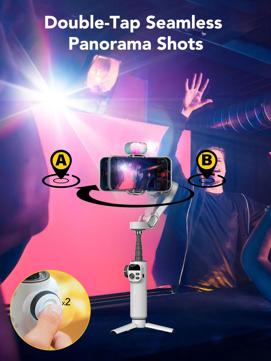 AOCHUAN Smart X2 3-Axis Gimbal Stabilizer for Smartphone with Adjustable RGB Fill Light, Built-in 20cm Extension Pole Selfie Stick, OLED Screen for Night Shots, Video Recording,X2 KIT White