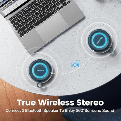 Bluetooth Speaker Wireless,IP67 Waterproof & Dustproof Portable Speaker with Lights,15W Loud Stereo Sound, 2500mAh Battery All Day Playtime, TWS Pairing, BT5.3, Home/Party/Outdoor/Beach (Blue)