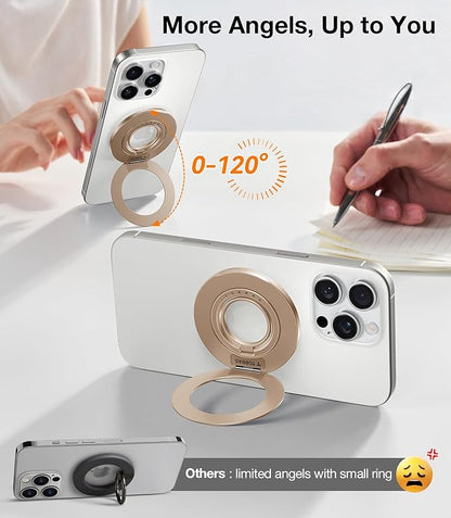 TORRAS 2025 Upgrade [Dual-Ring] Fit for MagSafe Phone Grip Ring Holder Compatible with MagSafe Kickstand Magnetic for iPhone 16/15/14/13/12/11 Samsung, Google Accessories, Desert Titanium Gold