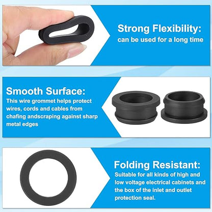 PATIKIL 32.6mm / 1-1/4 Inch Drill Hole,1 Inch ID Rubber Grommets, 3Pcs Top Hat Grommet for Wiring Eyelet Ring Gasket Automotive Firewall Cable Hole Plugs Wires Protection, Black