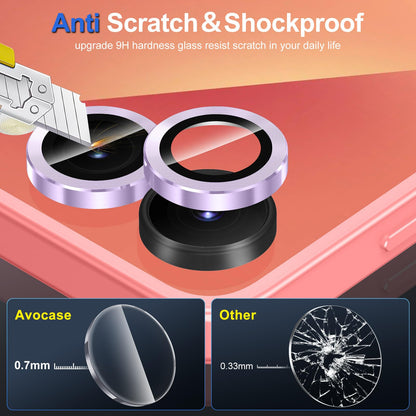 Avocase for Samsung Galaxy Z Flip 7 Camera Lens Protector, Individual Metal Ring Tempered Glass Lens Cover, [Strong Adsorption] Scratch Resistant Ultra-Thin HD Clear Lens Cover, 1 Set-Purple