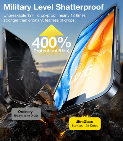 UltraGlass UNBREAK TOP 9H+ Armor for iPhone 17e/ 16e Screen Protector 6.1'' (No.1 Military Grade Shatterproof) Screen Protector 17e/ 16e Tempered Glass (Longest Durable & Full Edge Coverage) 2 Pack