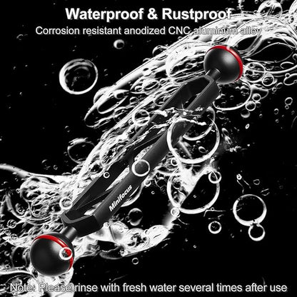 MINIFOCUS 8" Double Aluminum Extension Arm, 1" Ball Head Connector Underwater CNC Arm System Ball Head Extension for Strobe/Video Light/Diving Camera Tray, Waterproof and Rustproof (2pack)
