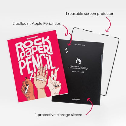 Astropad Rock Paper Pencil v2.0 – Paper Screen Protector for iPad Pro 11 inch (M4, 2024) + Apple Pencil Tips Replacement 2 Pack – Apple Pencil 1st and 2nd Gen