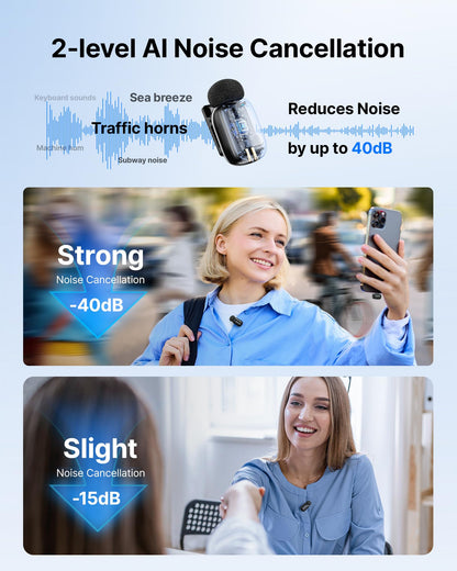 BOYA mini 2 Wireless Microphone for iPhone & Android, AI Noise Cancellation,App Control, 48k Hz/24 Bit, 30H Battery Life with Charging Case,Lapel Microphone Wireless for Video Recording Vlog Streaming