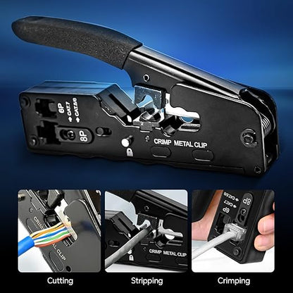 NOYAFA NF-8508 Network Cable Tester Kit with RJ45 Crimp Tool, Ethernet Cable Tester with Optical Power Meter, RJ45 Network Tester with Crimper Stripper Cutter for Cat5 Cat6 Cat7 8P8C