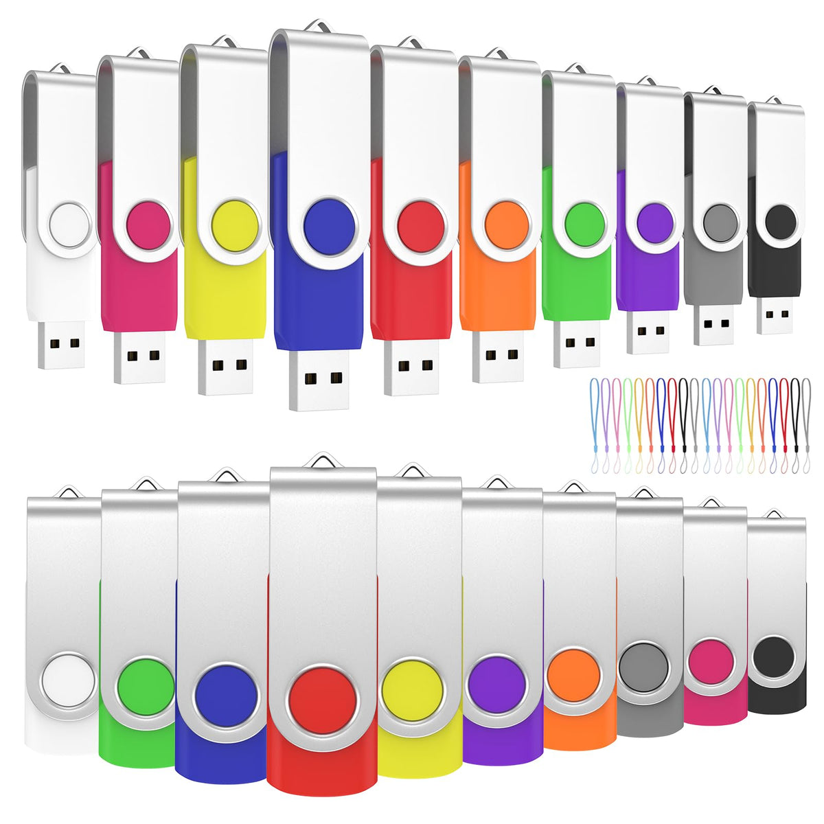 ABLAZE 1GB Flash Drive 10 Pack, USB 2.0 Memory Stick with Lanyards