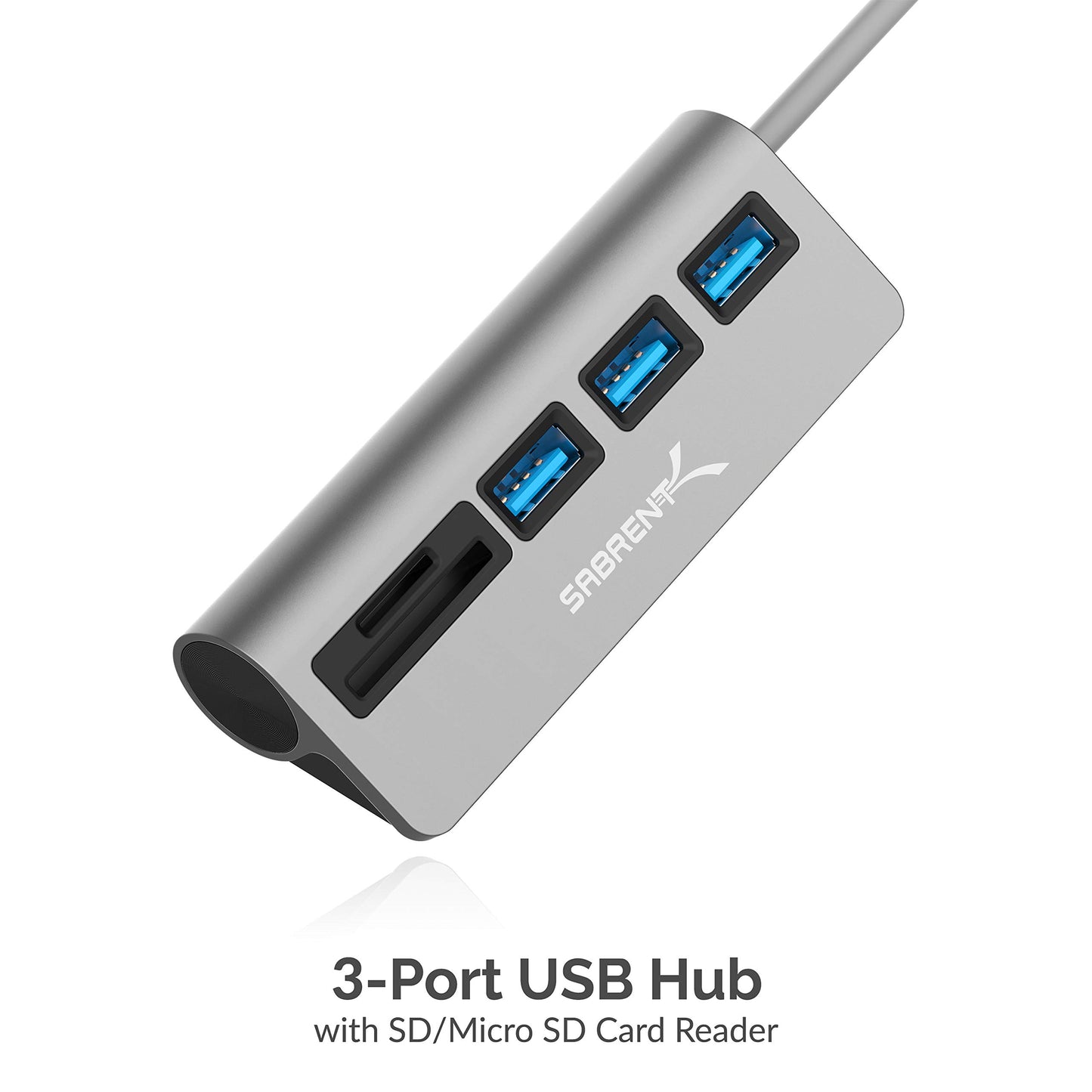 SABRENT USB-C 5-in-1 Hub, SD/TF Card Reader + 3 USB 3.0 (HB-U3CR)
