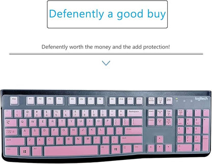 MUBUY Keyboard Cover Skin Protector for Logitech MK120 K120 Wired Keyboard, Protective Skin US Layout - Gradual Pink