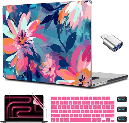 CISSOOK Compatible with MacBook Pro 14 inch Case 2026-2021 Release A3434 A3427 A3426 A3112 A3401 A3185 A2992 A2918 A2779 A2442, Plastic Hard Case & Keyboard Cover Screen Protector, Muti-color Painting