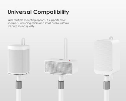 FITUEYES Universal Speaker Stand Pair, with Height Adjustable, White,1 Pair
