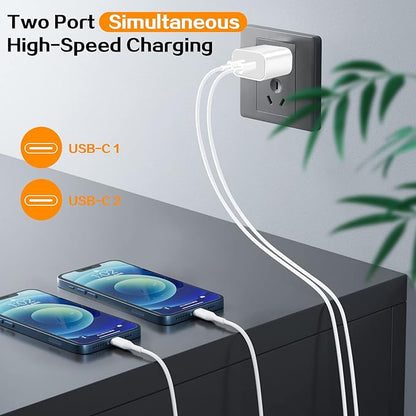 Super Fast iPhone Charger,Dual Port USB C iPhone Charger Fast Charging Block,3Pack Double Type C Wall Power Delivery Adapter,6Pack Quick USB C to Lightning Cable for iPhone 14 Pro/13/12/11/MiNi/XS/XR
