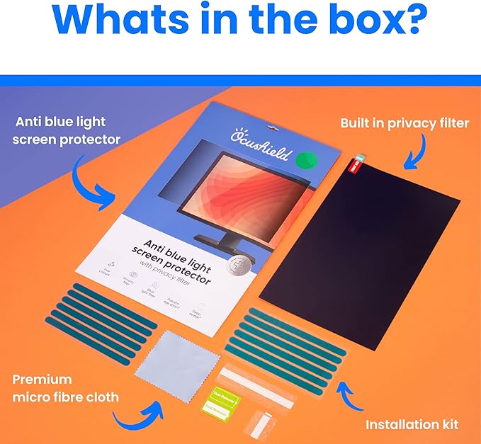 Ocushield 21” (16:10) Premium Anti Blue Light Screen Protector with Privacy Filter for Laptops and Computer Monitors - Anti-Glare - Easy Install - Anti-Fatigue