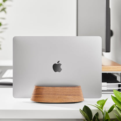 HumanCentric Vertical Laptop Stand in Black Walnut Wood, Adjustable