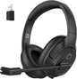 Bluetooth Headset for PC, Wireless Computer Headphone with AI-Powered Environmental Noise Cancelling Microphone & 2.4G USB Dongle, 55H Playtime, Over Ear Comfort Office Headset for Work, Laptop, Zoom