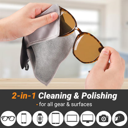 2 Sided Glasses Cleaner & Polishing Cloths,Portable Microfiber Glasses Cleaning Cloth Keychain, Eye Glass Cleaning Cloths with Pouch for Glasses Lenses Screens Cameras iPad iPhone, Mixcolor,4X 6-Inch