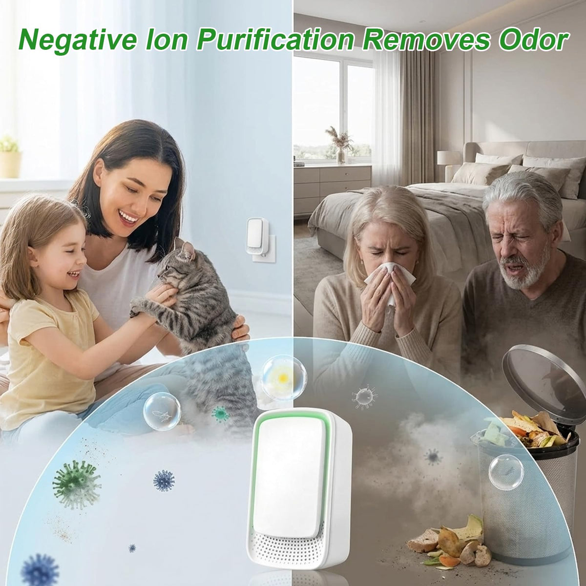Air Ionizers 4 Pack, Negative Ion Filtration System, for Bedroom, Kitchen, Office, Portable Air Filter Odor, Smoke Dust, Pets, Eliminator, White