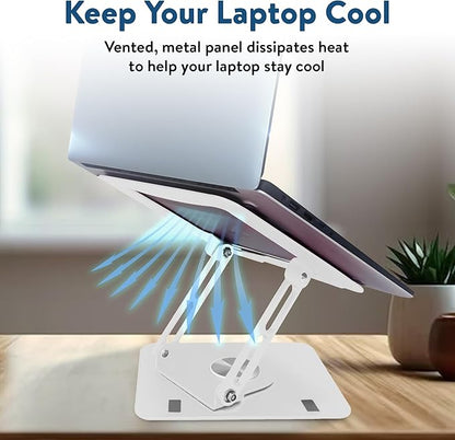 Uncaged Ergonomics Swivel Laptop Stand for Desk, Adjustable Computer iPad Stand for Desk w/ 360 Rotation, Portable Laptop Holder for Home Office Ergonomic Supplies (White)