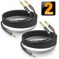 Yumiwoow 2Pack 16Ft 3.5mm TRS to Dual 6.35mm Stereo Cable 1/8 TRS to Dual 6.35mm 1/4 TS Mono Y Splitter Audio Cord Adapter for Smartphone, Mixer,PC, CD Player, Speakers and Home Stereo System