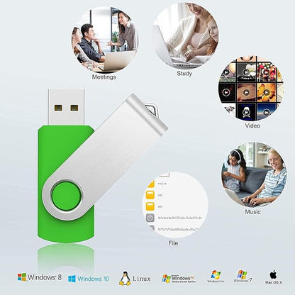 KOOTION 5 X 16GB USB Flash Drive 2.0 Thumb Drive 16 gb Memory Stick Swivel Keychain Design Mixcolor