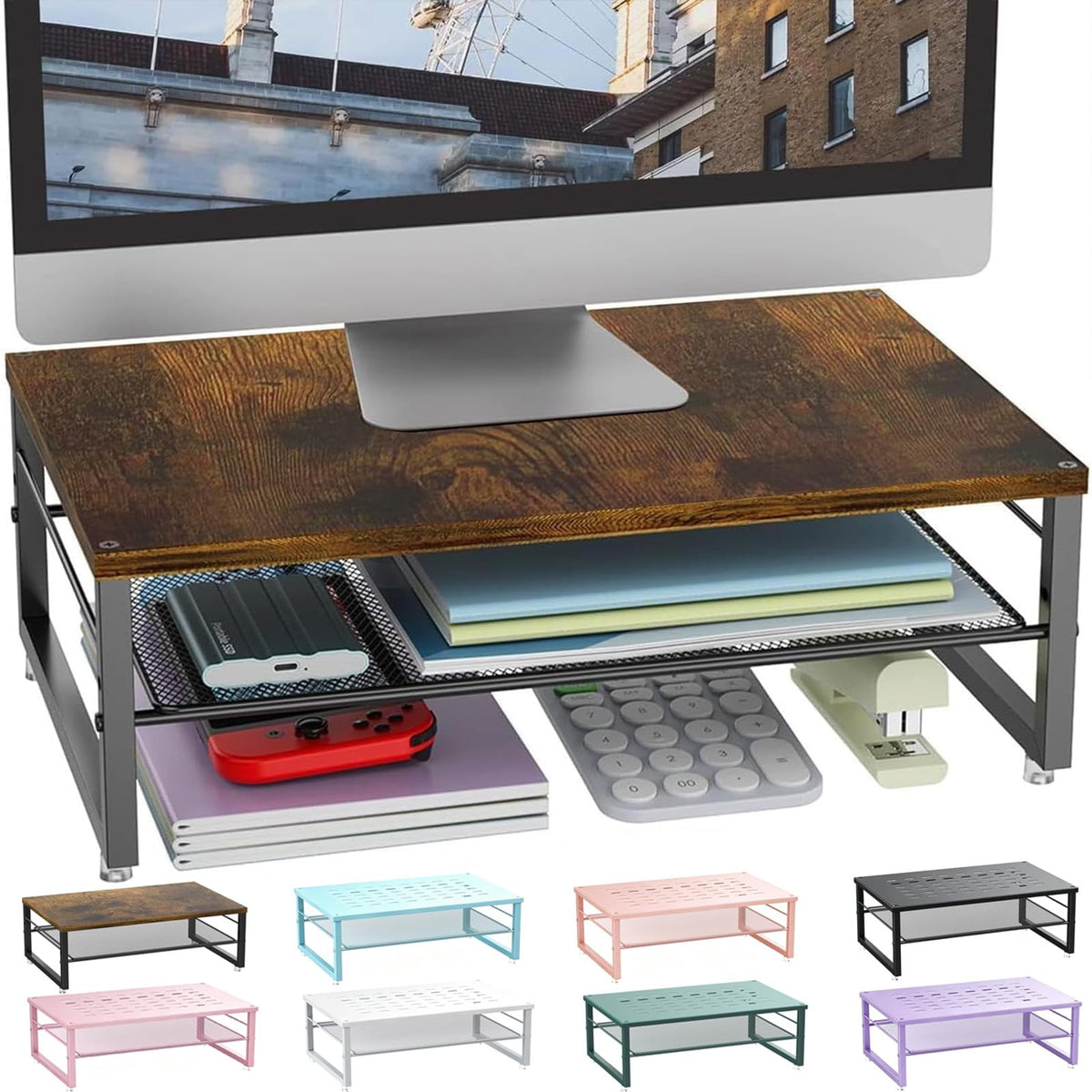 gianotter 2-Tier Metal Monitor Stand Riser