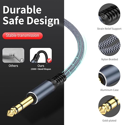 1/4 inch Extension Cable 50ft, 1/4" inch Male to Female Stereo Extension Cable