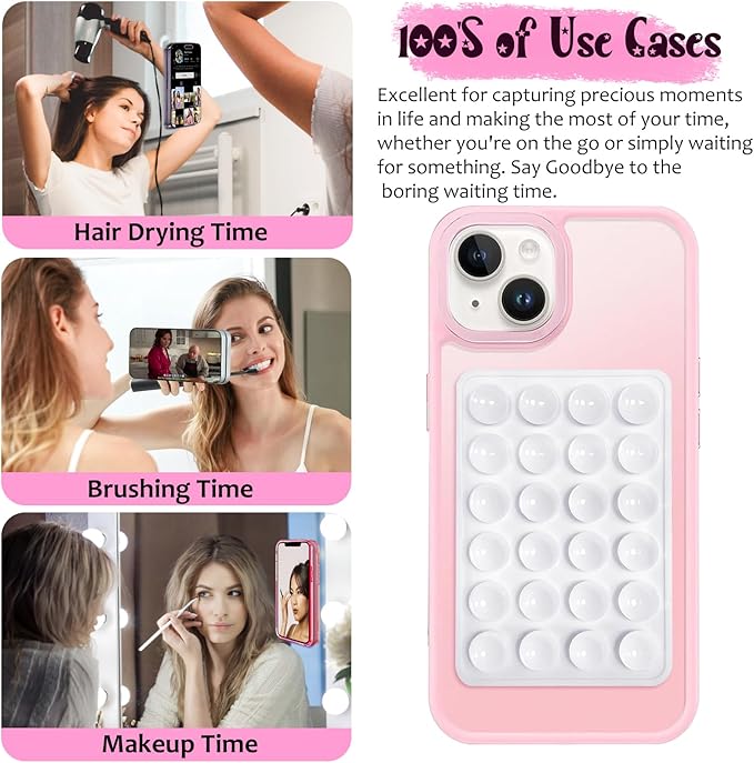 AZXYI Silicone Suction Phone Case Mount, Silicon Adhesive Suction Cup Phone Mount, Non Slip Sticky Phone Grip for Cellphone, Strong Grip Holder for Selfies and Videos (White)
