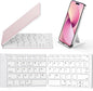 Samsers Foldable Bluetooth Keyboard - Portable Wireless Keyboards with Stand Holder, Rechargeable Full Size Ultra Slim Folding for iOS Android Windows Smartphone Tablet and Laptop, White-Pink