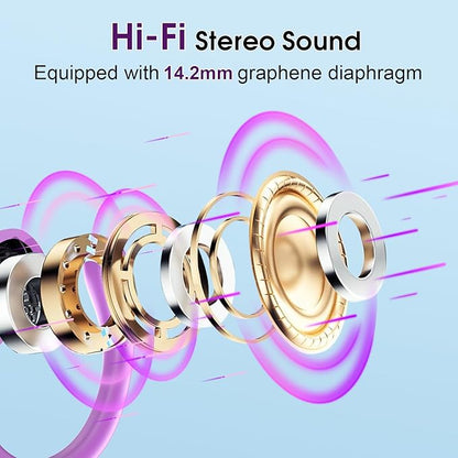 Wireless Earbuds 75H Bluetooth 5.4 Sport Headphones with Earhooks, Purple
